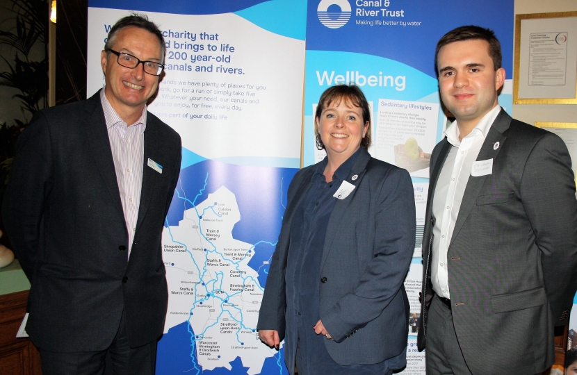 Cllr Abi Brown with Jonathan Parry, Chief Executive of the Canal and River Trust, and Cllr Daniel Jellyman