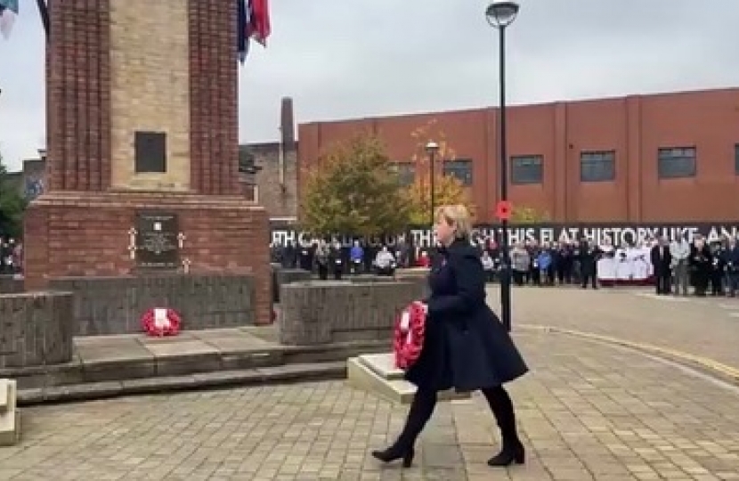 Laying a wreath on Remembrance Sunday