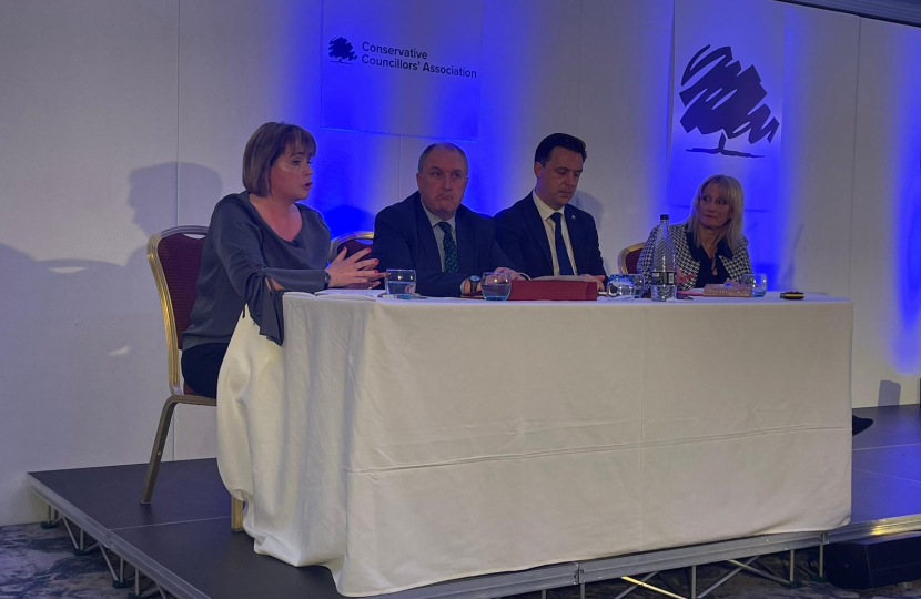 Abi Brown at the CCA Local Government Conference with Local Government Minister Simon Hoare MP and Mo Baines, Chief Executive of APSE