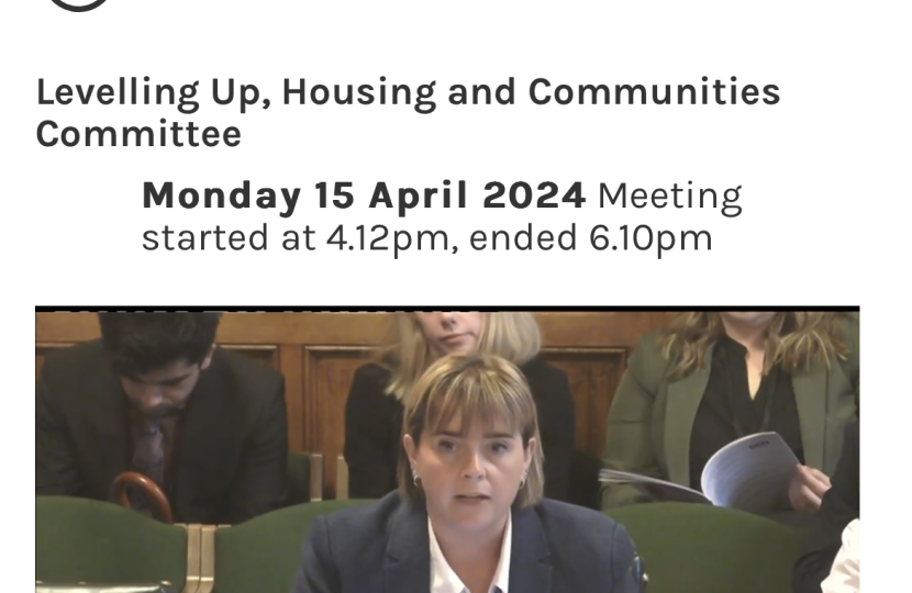 Screenshot of Abi Brown giving evidence to the Levelling Up, Housing and Communities Select Committee