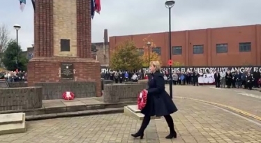 Laying a wreath on Remembrance Sunday