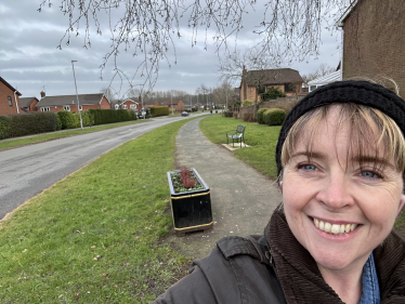 Cllr Abi Brown reporting potholes on Lysander Road